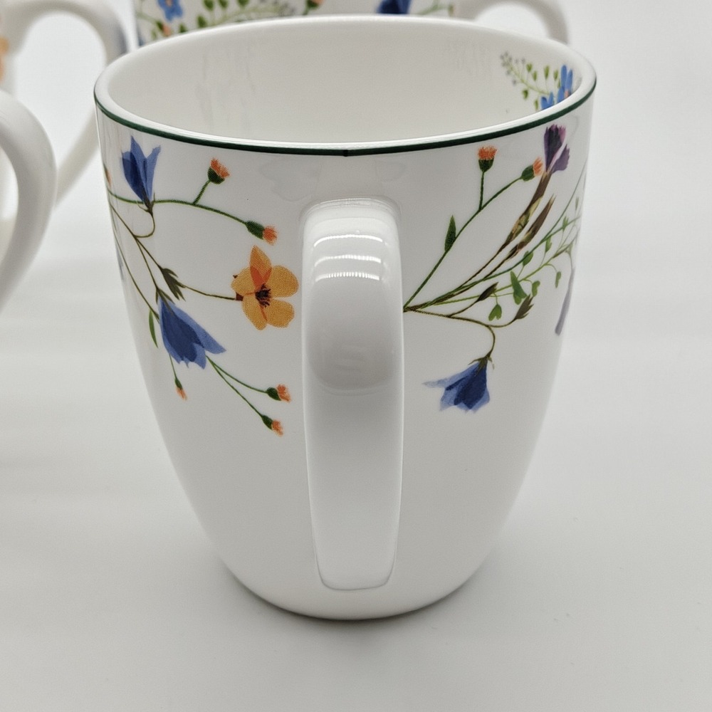 Mikasa Quinn Bone China 12 Oz. Coffee Mugs Floral Set of Four New - Picture 7 of 11